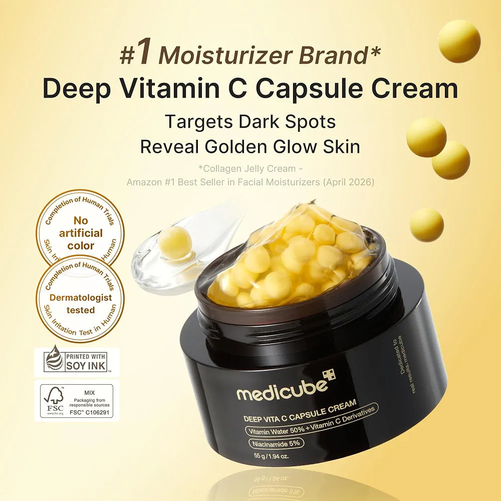 Medicube Deep Vita C Capsule Cream with Vitamin C & Niacinamide for Dark Spots, Uneven Skin Tone & Texture