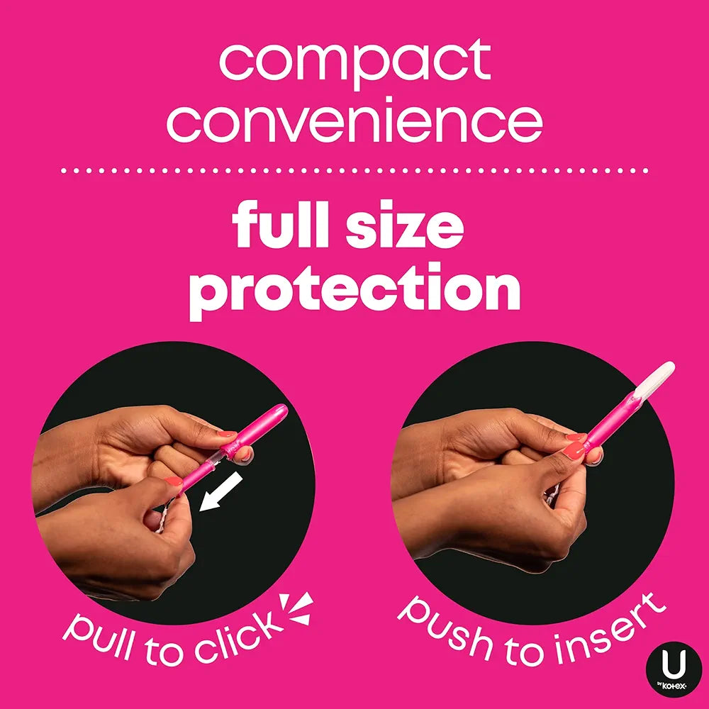 U by Kotex Click Compact Unscented Tampons – Regular & Super Absorbency Multipack (45 Count)