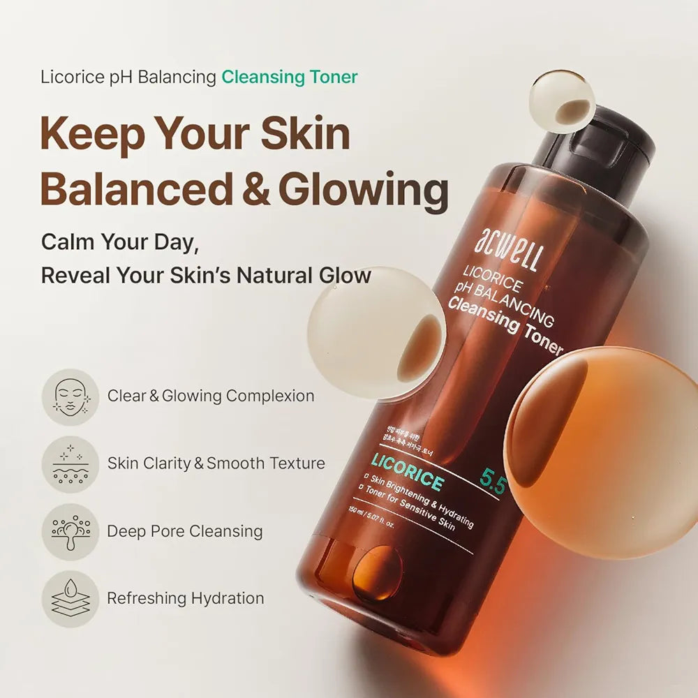 ACWELL Licorice pH Balancing Cleansing Toner 5.07 oz
For Dull Skin, Uneven Tone & Acne-Prone Skin