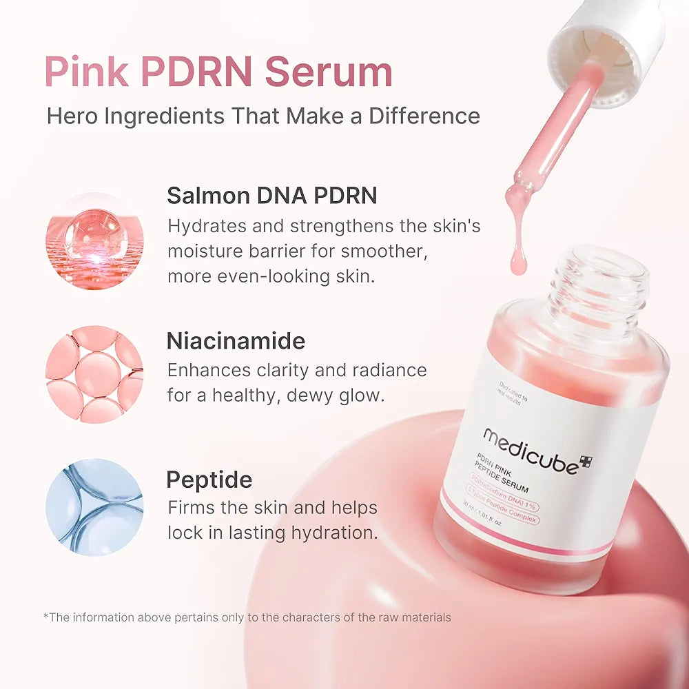 Medicube PDRN Pink Peptide Serum 30ml – Firming & Brightening Glow Serum