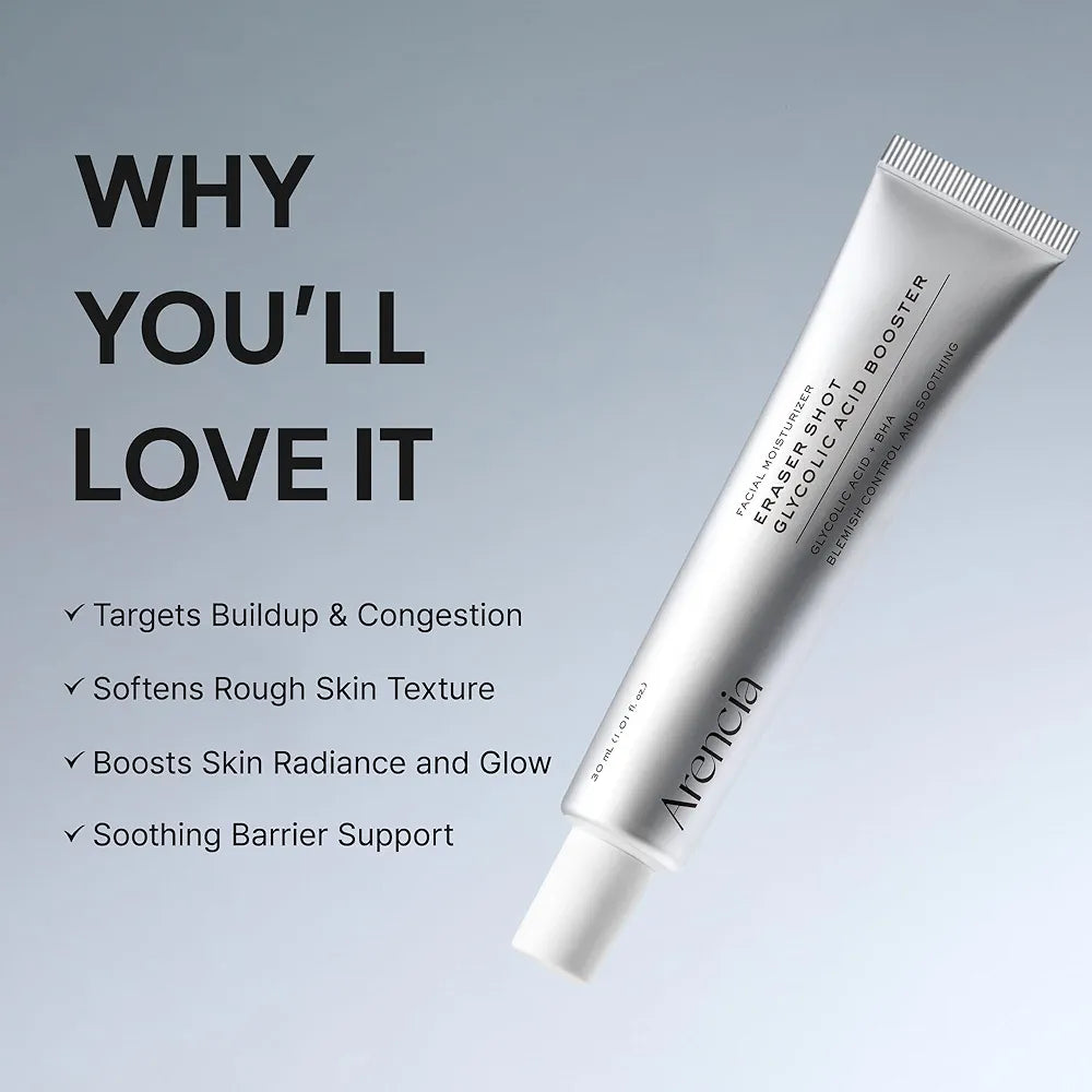 Arencia Eraser Shot Serum Glycolic Acid Booster with AHA BHA – Exfoliating & Pore Refining Serum 30ml