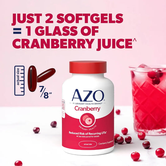 AZO Cranberry Urinary Tract Health – 100 Softgels | Sugar-Free, Whole Fruit Cranberry Extract