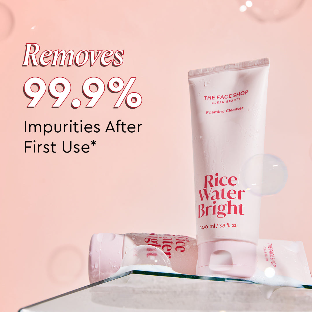 THE FACE SHOP Rice Water Bright Foaming Cleanser with Rice Extract for Dull Skin, Deep Cleansing & Brighter, Smoother Skin | 100ml