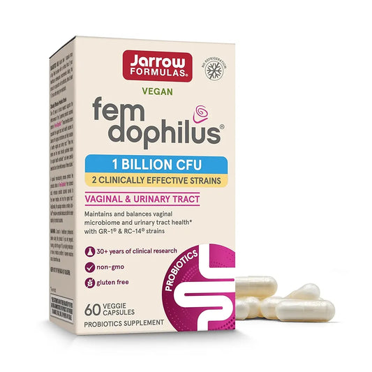 Jarrow Formulas Fem-Dophilus Vaginal Probiotics with 1 Billion CFU | Dietary Supplement For Vaginal & Urinary Tract Support, 60 Capsules