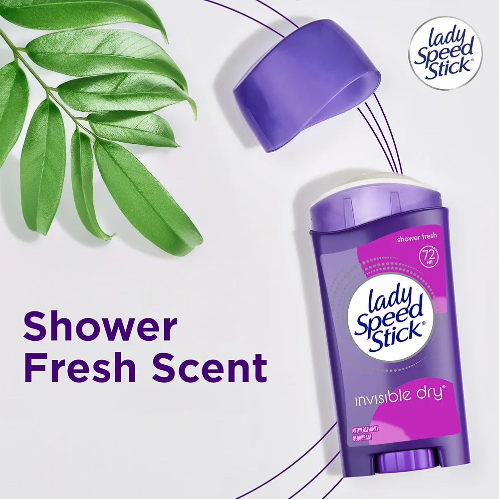 Lady Speed Stick Invisible Dry Antiperspirant Deodorant | Shower Fresh | 72-Hour Sweat & Odour Protection |