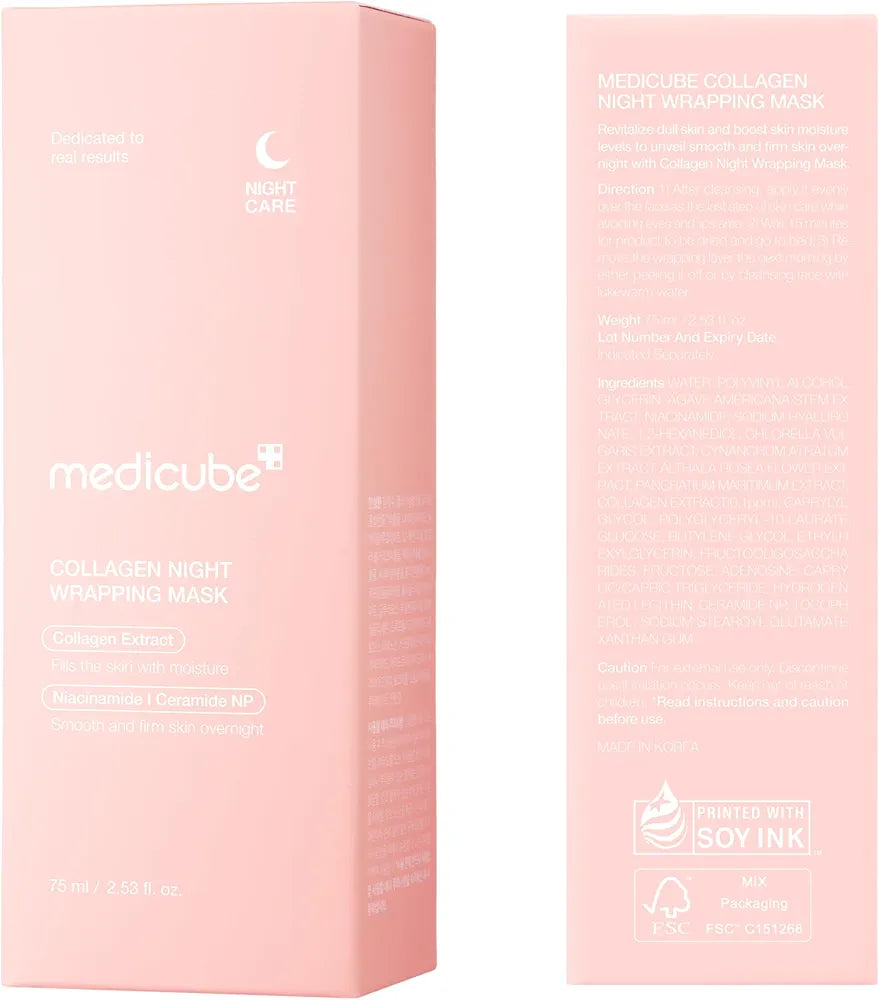 Medicube Collagen Night Wrapping Mask 75ml | Overnight Peel-Off Mask for Elasticity, Hydration & Glowing Skin