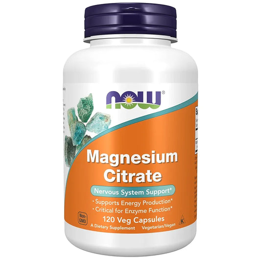 NOW Supplements Magnesium Citrate | Enzyme Function & Nervous System Support | 120 Capsules