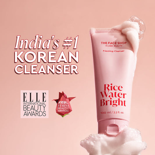 THE FACE SHOP Rice Water Bright Foaming Cleanser with Rice Extract for Dull Skin, Deep Cleansing & Brighter, Smoother Skin | 100ml