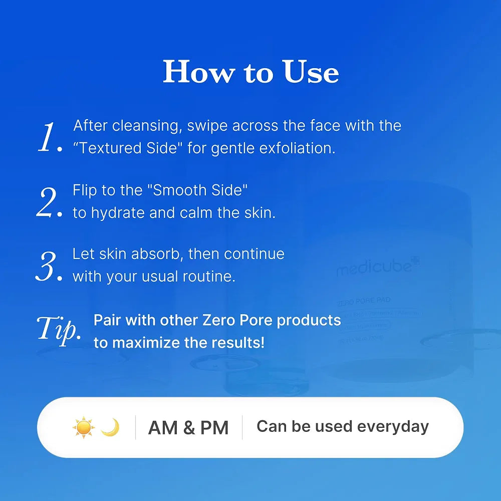 Medicube Zero Pore Pad 2.0 with AHA & BHA for Enlarged Pores, Blackheads, Excess Oil & Uneven Skin Texture, 70 Pads