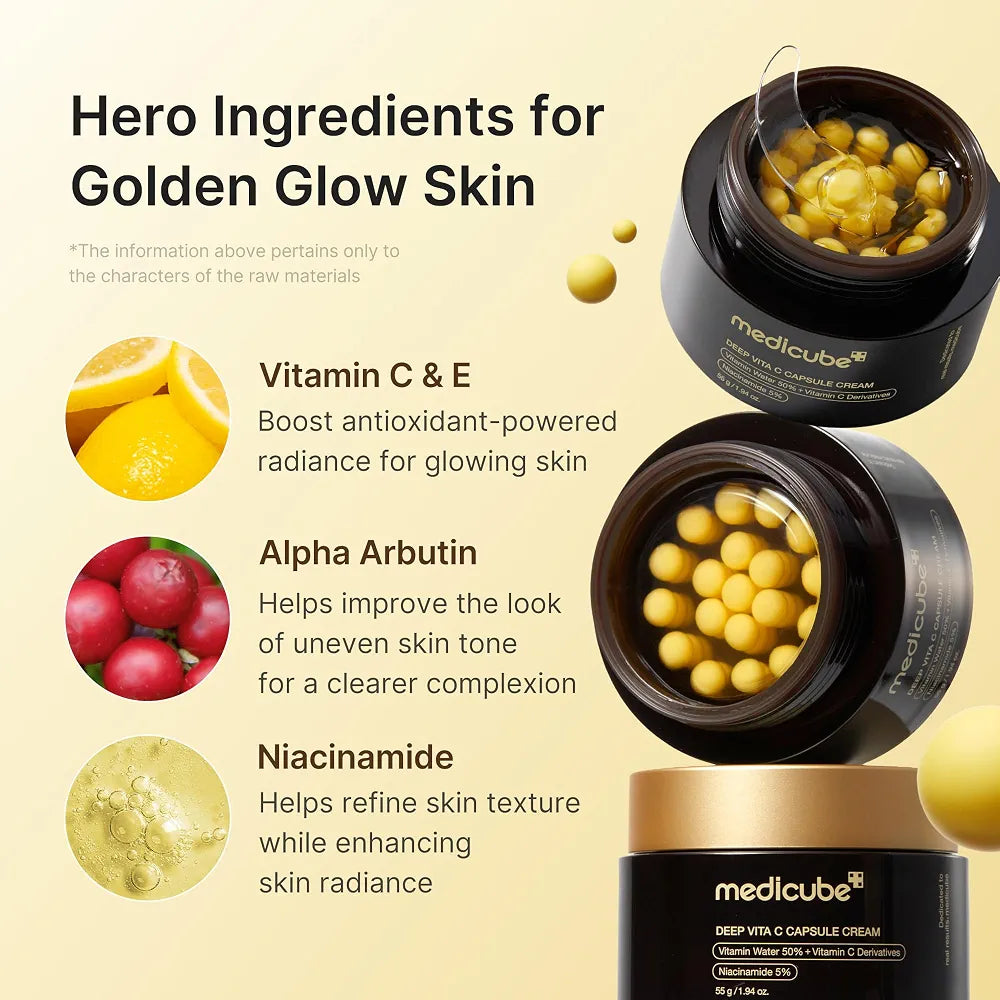 Medicube Deep Vita C Capsule Cream with Vitamin C & Niacinamide for Dark Spots, Uneven Skin Tone & Texture