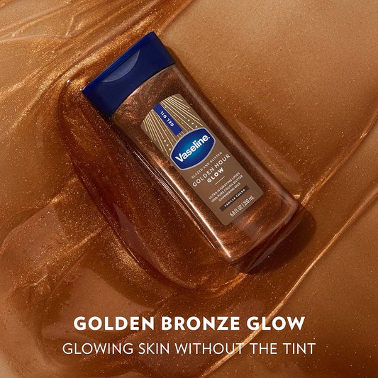 Vaseline Golden Hour Glow | Vanilla Shimmer Body Gel Oil with Ultra-Hydrating Lipids & 100% Pure Cocoa Butter