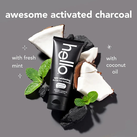 Hello Charcoal Whitening Toothpaste – Fluoride Free, Fresh Mint (4oz)
