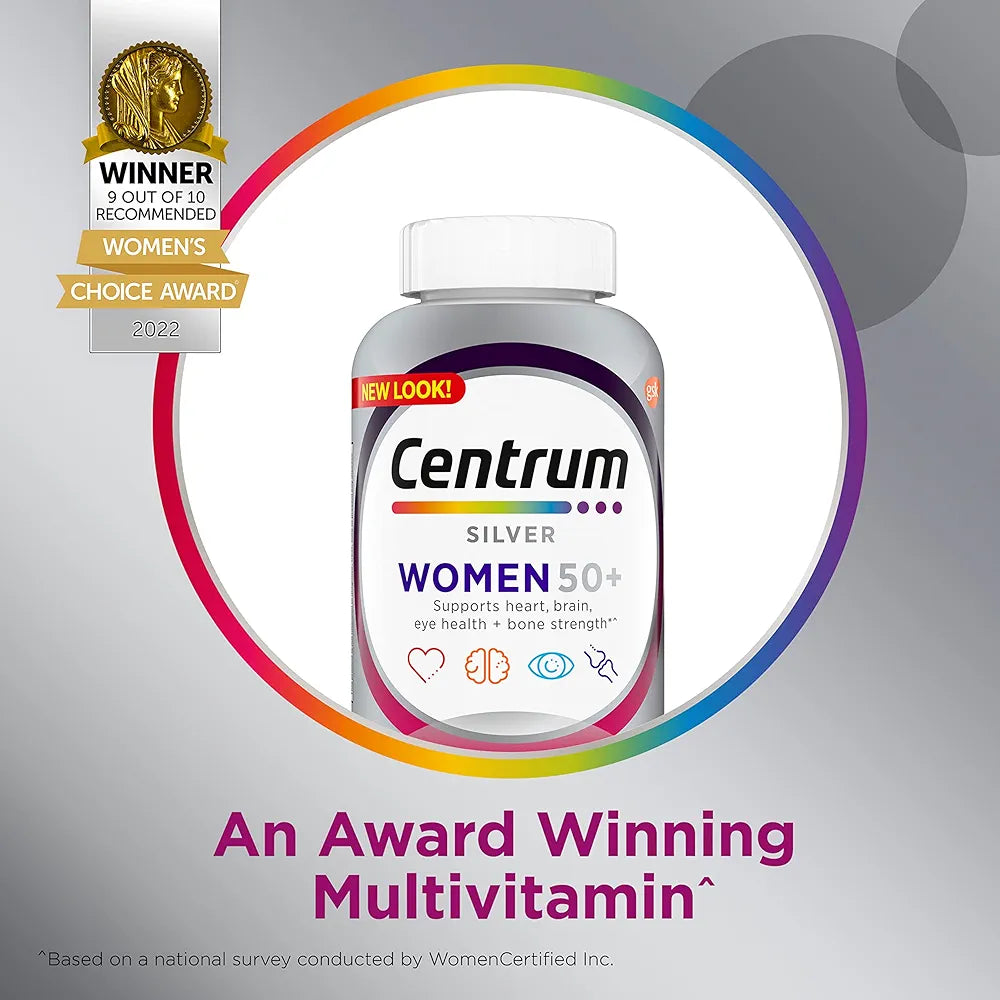 Centrum Silver Women's Multivitamin for Women 50+ |Supports Memory and Cognition in Older Adults. 100 tablets