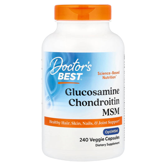 Doctor’s Best Glucosamine Chondroitin MSM with OptiMSM® – 240 Veggie Capsules | Joint & Cartilage Support