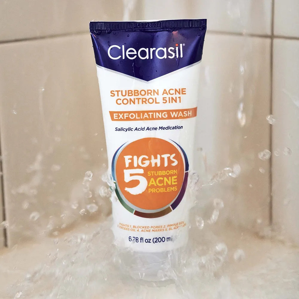 Clearasil Stubborn Acne Control 5in1 Exfoliating Wash with 2% Salicylic | Daily Acne Facial Cleanser