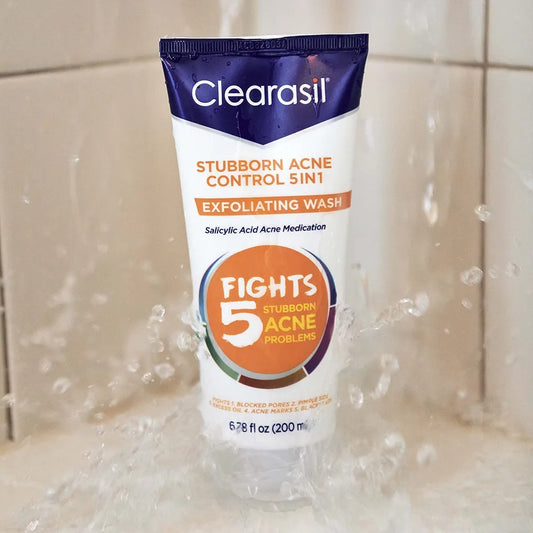 Clearasil Stubborn Acne Control 5in1 Exfoliating Wash with 2% Salicylic | Daily Acne Facial Cleanser